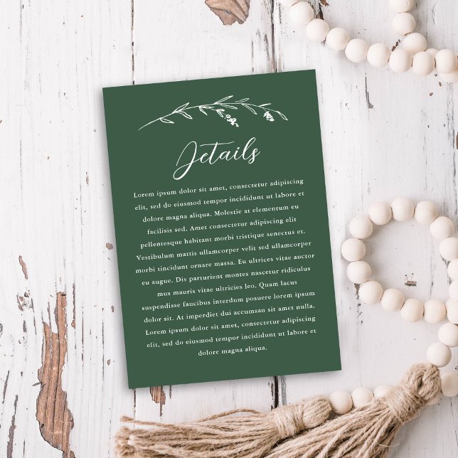 Rustic Dark Green Wildflower Wedding Details Enclosure Card (Creator Uploaded)