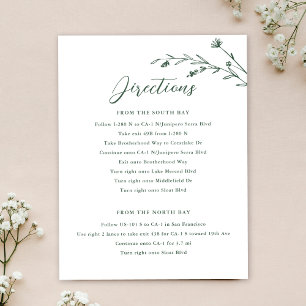 Rustic Dark Green Wildflower Wedding Info Card