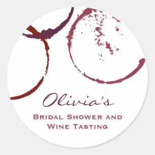 Rustic Dark Red Wine Stain Bridal Shower Classic Round Sticker