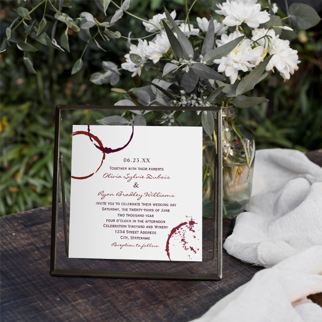 Rustic Dark Red Wine Stain Wedding Invitation (Creator Uploaded)