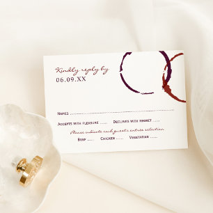 Rustic Dark Red Wine Stain Wedding RSVP Card