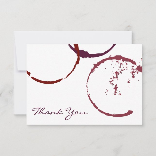 Rustic Dark Red Wine Stain Wedding Thank You Card (Front)