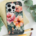 Rustic Dark Sage Green Pink Floral Monogram  iPhone 15 Pro Case<br><div class="desc">Embrace Rustic Romance with Your Phone: Let your phone bloom with cheerful rustic charm! Ditch the boring cases and step into a world of wildflowers and whimsical greenery. Picture coral and blush blooms dancing across deep sage green, like secrets whispered by the wind. Delicate leaves add a touch of whimsy,...</div>