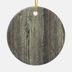 Rustic Dark Weathered Wood Background Ceramic Tree Decoration