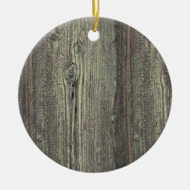 Rustic Dark Weathered Wood Background Ceramic Tree Decoration (Front)
