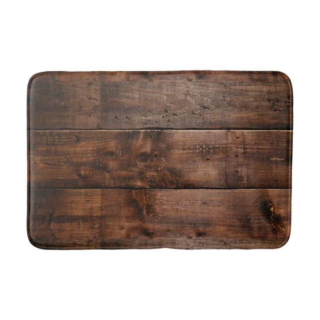 Rustic Dark Wood  bath mat (Front)