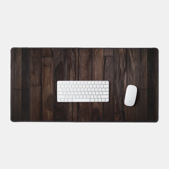Rustic Dark Wood Elegant Desk Mat (Keyboard & Mouse)