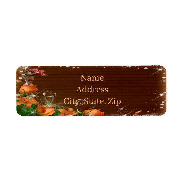 Rustic Dark Wood Floral Butterfly Wedding Address (Front)