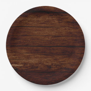 Rustic Dark Wood Paper Plate
