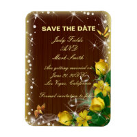 Rustic Dark Wood Yellow Floral Save The Date