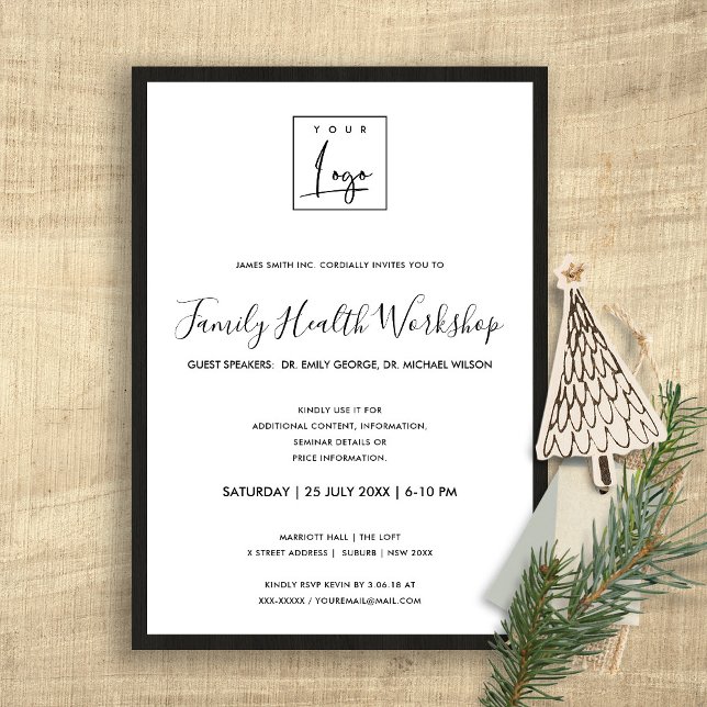 RUSTIC DARK WOODEN TIMBER YOUR LOGO WORKSHOP EVENT INVITATION (Creator Uploaded)