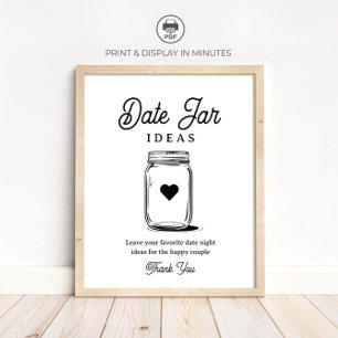 Rustic Date Jar Ideas Sign for Bridal Shower