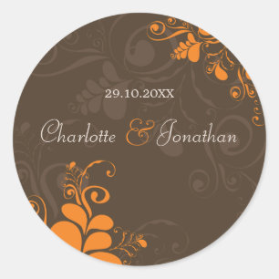 Rustic Deco Leaves Swirls Fall Wedding Sticker
