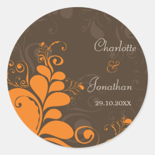 Rustic Deco Leaves Swirls Fall Wedding Sticker