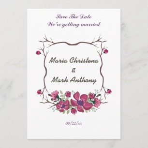 Rustic Decorative Floral Wedding Save The Date (1)