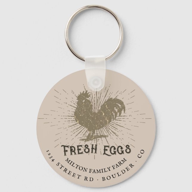 rustic decorative script farmhouse kraft monogram key ring (Front)