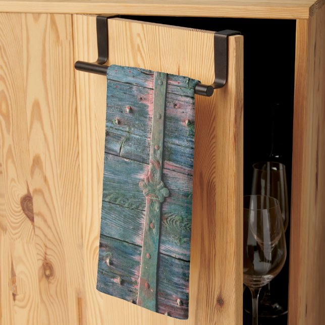 Rustic decorative wooden gate   tea towel (Thirds Fold)