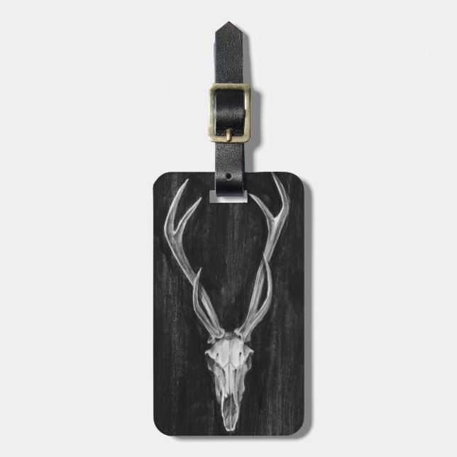 Rustic Deer Animal Head Luggage Tag (Front Vertical)