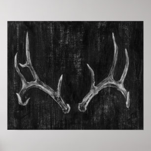 Rustic Deer Animal Head on Chalkboard Poster