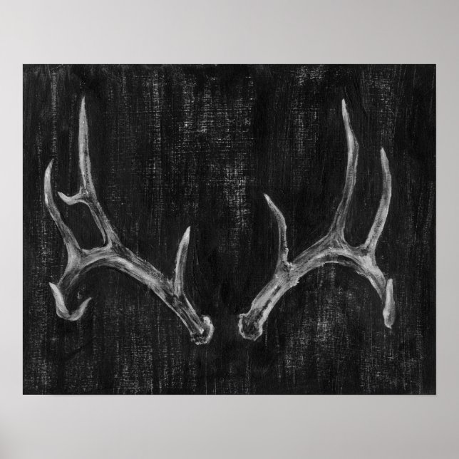 Rustic Deer Animal Head on Chalkboard Poster (Front)