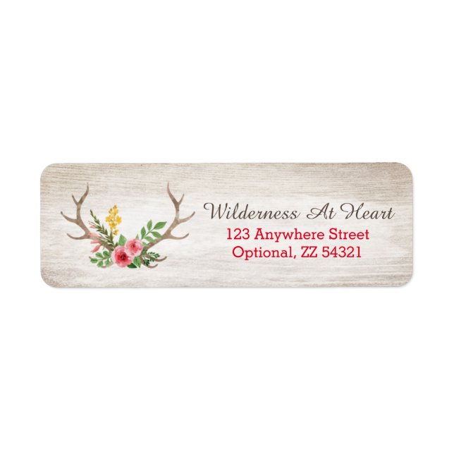 Rustic Deer Antler Bohemian Floral Return Address (Front)