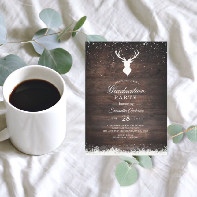 Rustic Deer Antler Graduation | Winter Invitation (Creator Uploaded)