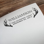 Rustic Deer Antlers Family Name & Return Address Self-inking Stamp<br><div class="desc">Add personality and style to your holiday envelopes and cards with our hand drawn rustic vintage style reindeer antlers self inking stamp. The etched style creates a rustic natural vintage style. Personalise with your family name and return address. All artwork contained in this vintage deer antlers family return address self...</div>