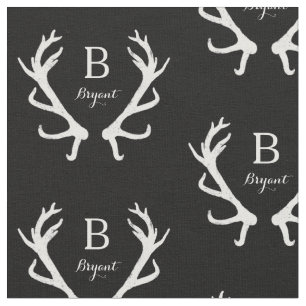 Rustic Deer Antlers Monogram, Choose Your Colour Fabric
