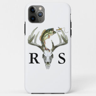 Rustic Deer Antlers Monogram Initials Case-Mate iPhone Case