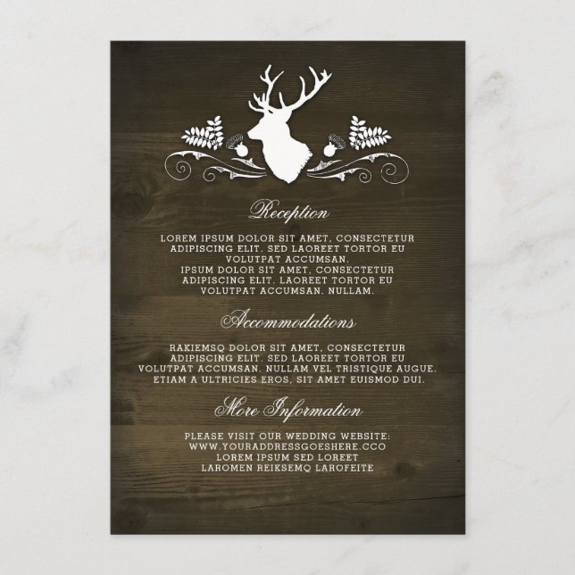 Rustic Deer Barn Wood Wedding Information Enclosure Card (Front)