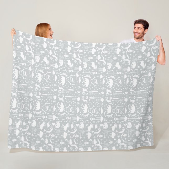 Rustic Deer Bear Fox Forest Woodland Creatures Fleece Blanket (In Situ)