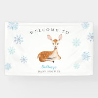 Rustic Deer Blue Winter Baby Shower Welcome