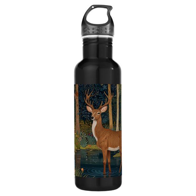 Rustic deer boho woodland forest greenery  710 ml water bottle (Front)