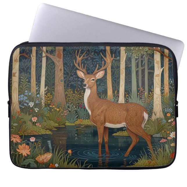 Rustic deer boho woodland forest greenery  laptop sleeve (Front)