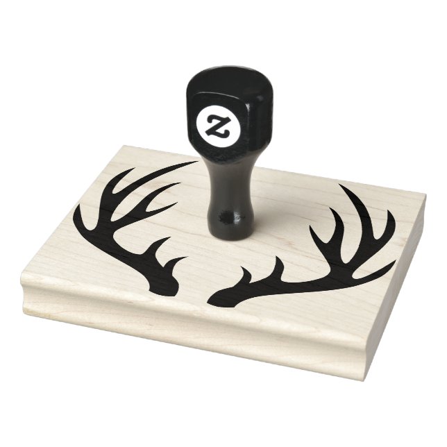 Rustic Deer Buck Antlers Silhouette Rubber Stamp (Stamp)