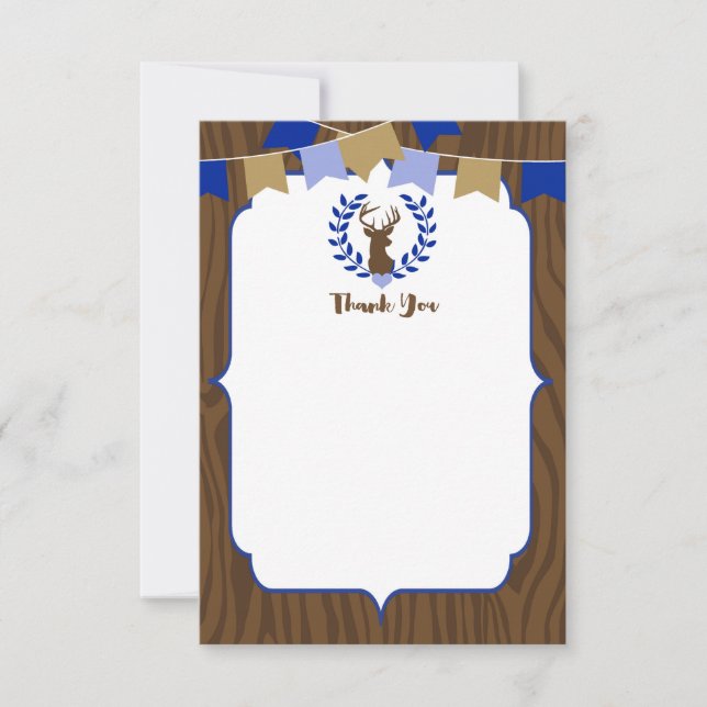 Rustic Deer Buck Baby Shower Thank You Card (Front)