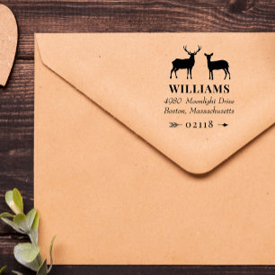 Rustic Deer Bucks Doe & Arrow Name & Address Self-inking Stamp