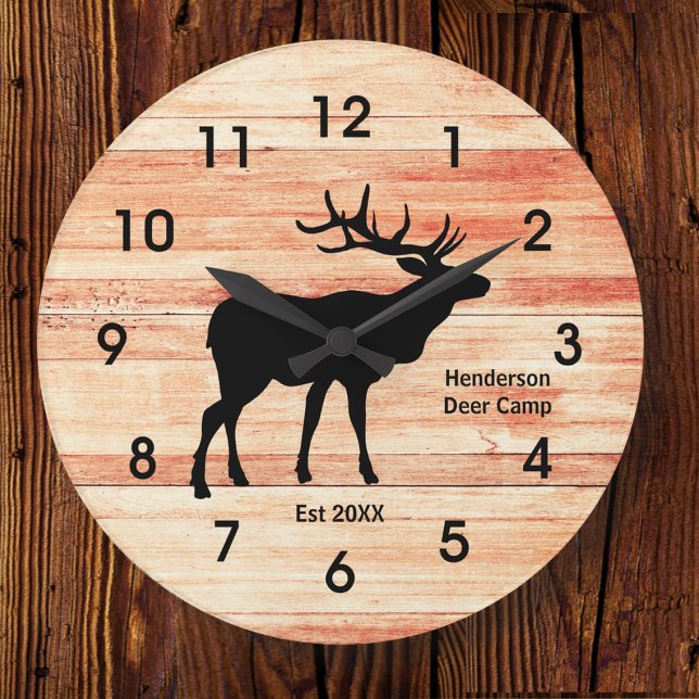 Rustic Deer Camp Wood Style Acrylic Clock (Creator Uploaded)
