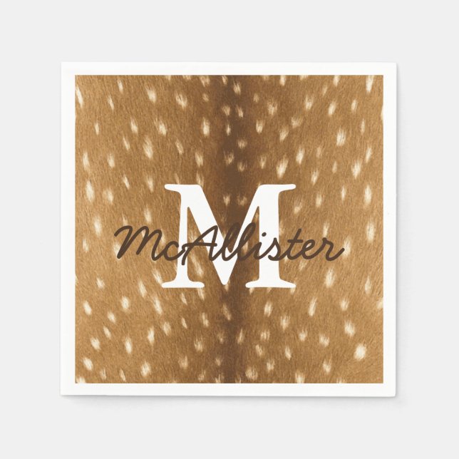 Rustic Deer Fawn Hide Personalised Napkin (Front)