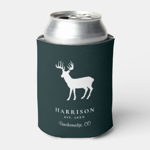 Rustic Deer Green Personalised Can Cooler