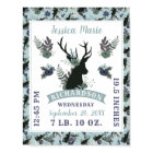 Rustic Deer Head Blue Baby Girl Birth Record Stats