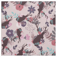 Rustic Deer Head Mauve Pink Floral Trendy Pattern