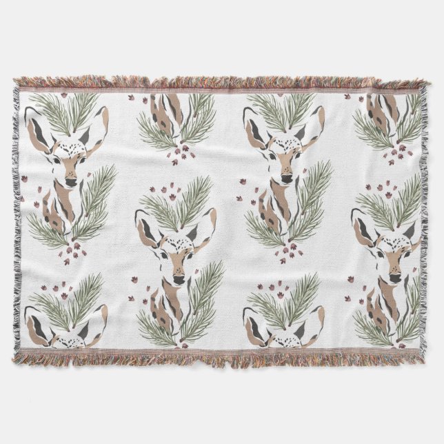 Rustic deer Holiday Decor Throw Blanket (Front)