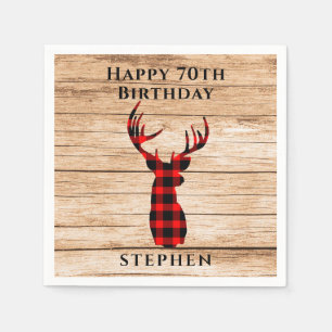 Rustic Deer Hunter Theme 70th Birthday Party Napkin