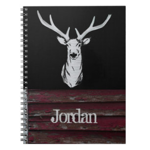 Rustic Deer Hunting Buck Name Antlers Spiral Notebook