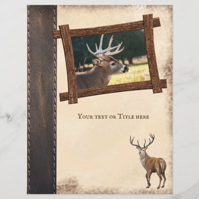 Rustic Deer Hunting Journal Vintage Scrapbook Card (Front)