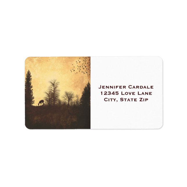Rustic Deer in Trees Country Address Labels (Front)