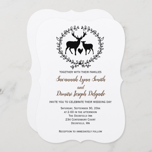 Rustic Deer Kraft Wedding Invitation (Front/Back)