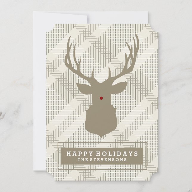 RUSTIC DEER | PLAID HOLIDAY CARD (Front)