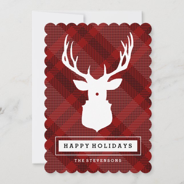 RUSTIC DEER | PLAID HOLIDAY CARD (Front)